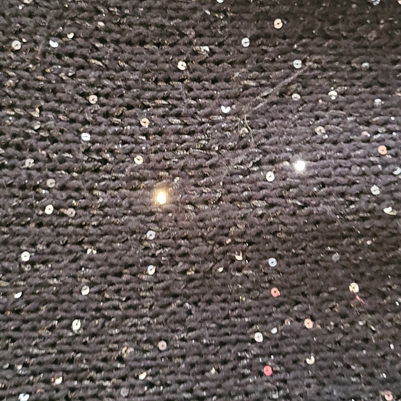 MUDD Sweater Medium V Neck P Black Metallic Sequined Pullover Knit - Picture 2 of 5